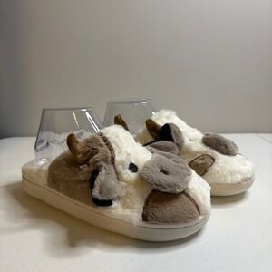 SLAWOCE Cow Slippers Plush Fuzzy Slides Size 36-37